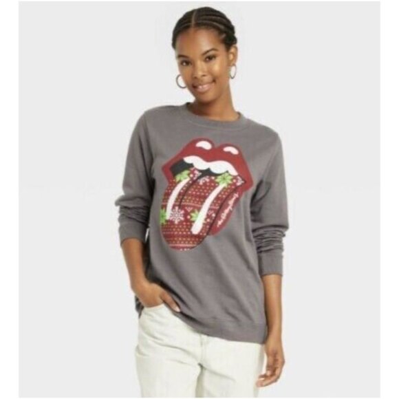 Rolling Stones Classic Tongue Logo Crew Sweatshirt for Women's Large - Picture 1 of 3